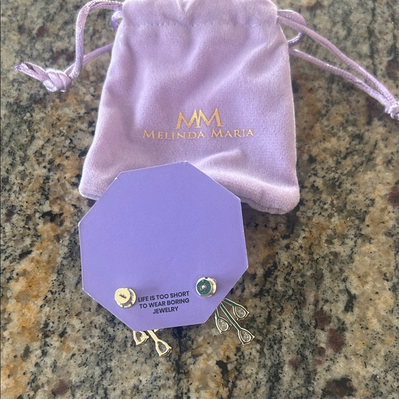 Melinda Maria Gold Earrings with Crystal Accents - Picture 2 of 3